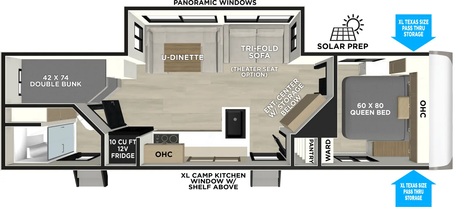 Heritage Glen Travel Trailers 25BHHL Floorplan